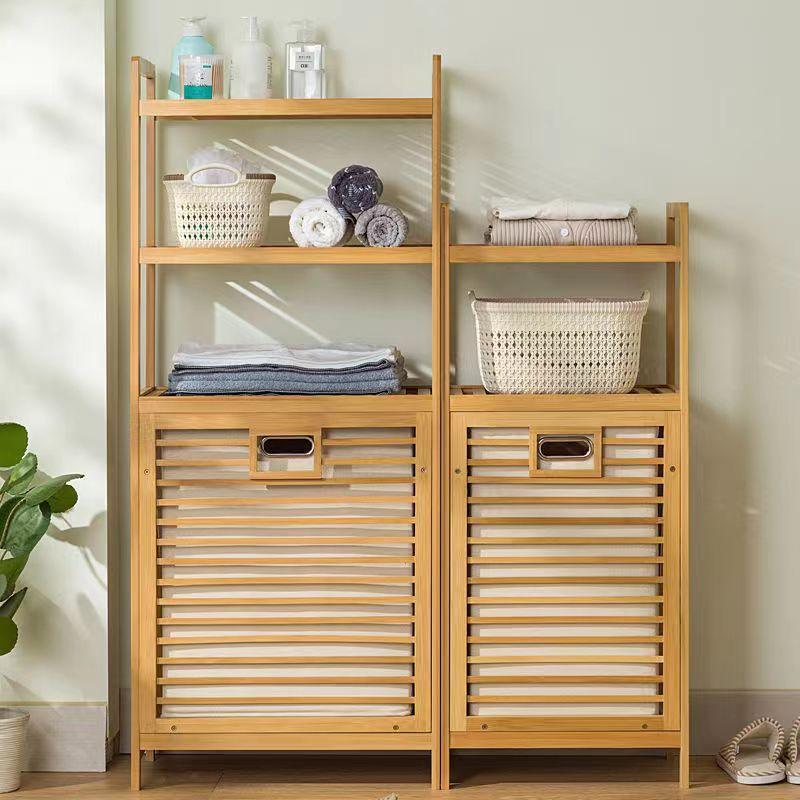 竹KHF制落地置物用架卫生间多功能架家客厅纳收架衣脏衣篓服收纳