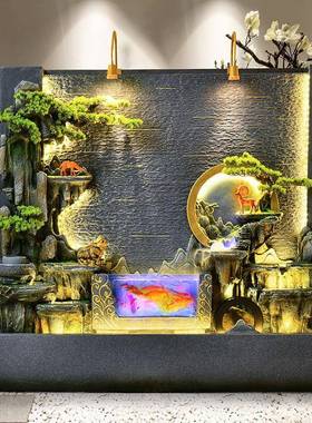 水墙流水屏风隔断公司鱼餐饮室内外别tb-72058墅庭院假喷山泉景观