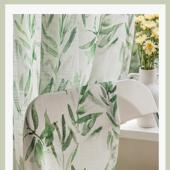 田光园风麻窗帘绿色亚纱帘402卧室客新厅窗纱遮光成品小清透不透