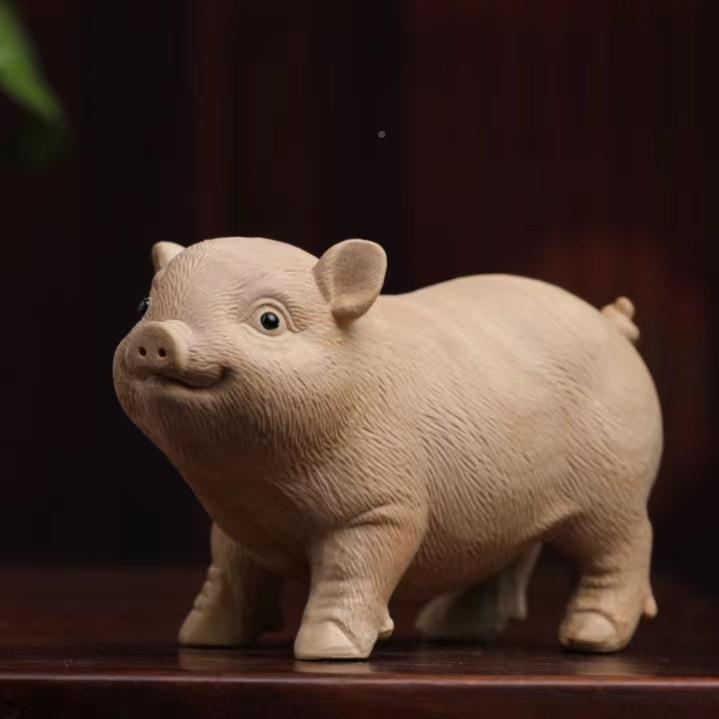 小叶YM黄杨木雕可雕爱猪手把件动文玩实木物摆件刻木雕工艺品猪