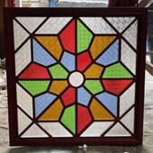 厂家定制岭南满洲窗仿古艺术隔断花格屏风饭店餐馆海棠玻璃花窗