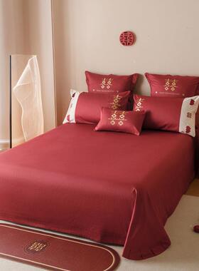 2PZ98605新款100S澳棉绣花品婚庆四件套大红色被套2婚床单结床上