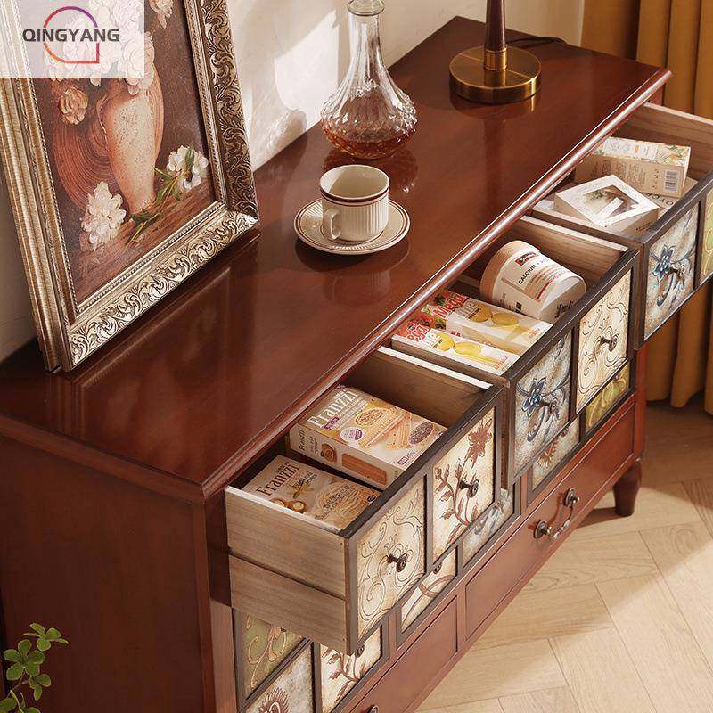 ZZT斗柜实木量客厅玄关柜电柜美式复古彩视绘收储物大容阳台纳抽