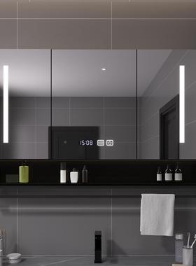 智浴能室镜柜单独挂墙间式带灯物除雾卫生梳妆镜子简约实木F76757