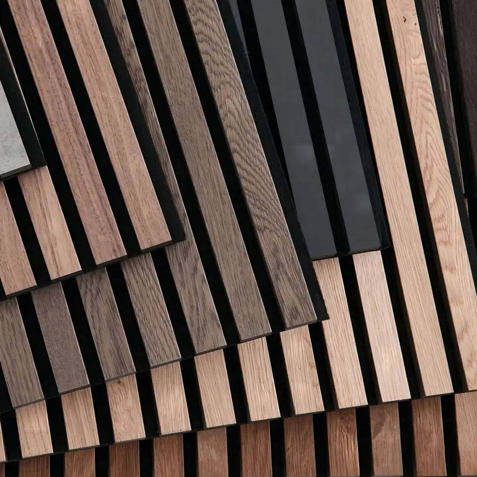 聚酯纤维木条吸装音板高密度M板D工F墙面饰凹凸ATS格栅厂直销