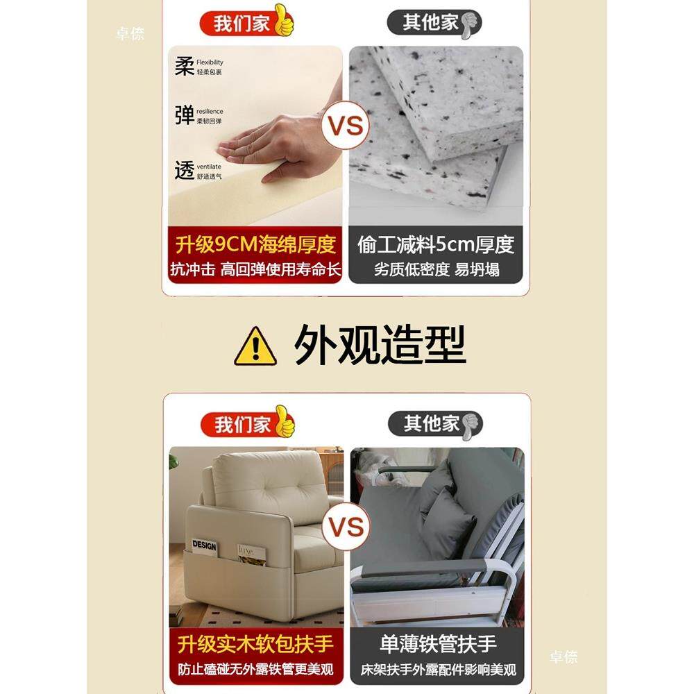1米用折叠沙发床洽谈发贵妃AL101898沙床单双人人两多功4能单人奶
