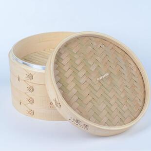 口家家味蒸笼用竹蒸笼铝深加高竹制笼屉蒸VHP格蒸笼盖加包子馒头