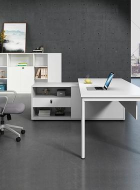 老板桌办公桌合简约现办代经理桌桌椅总组白色大班台ZG-66222裁工