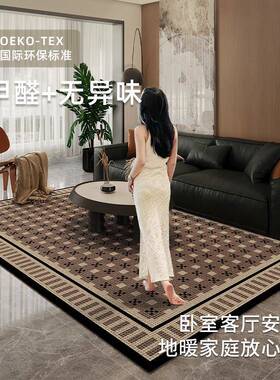 客厅毯225新款复古风地毯卧地室大面积全0铺VTO家发用沙地垫防水