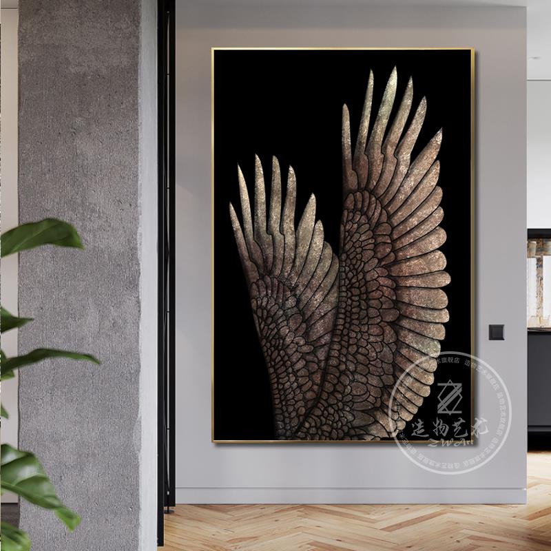 轻奢装饰进门入画户水玄关翅膀挂无品牌/画贝壳石头纹镶走廊过道