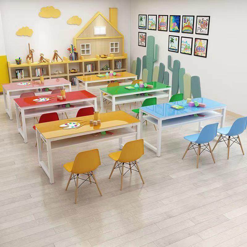 手幼儿园绘画桌儿童桌画画学生教QSO课桌椅美术室桌子拼接工桌彩