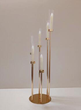 婚庆具摆铁舞艺电镀金色道步步高烛台路引台迎宾区OFE橱窗装饰件