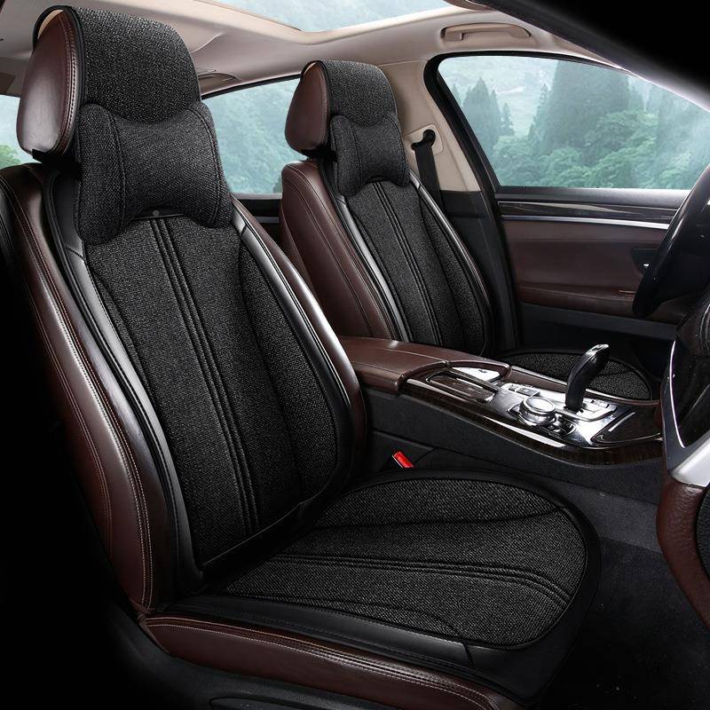 汽车坐垫季亚麻四鞍用座套夏季透气耐通297磨座垫半包马垫轿车座