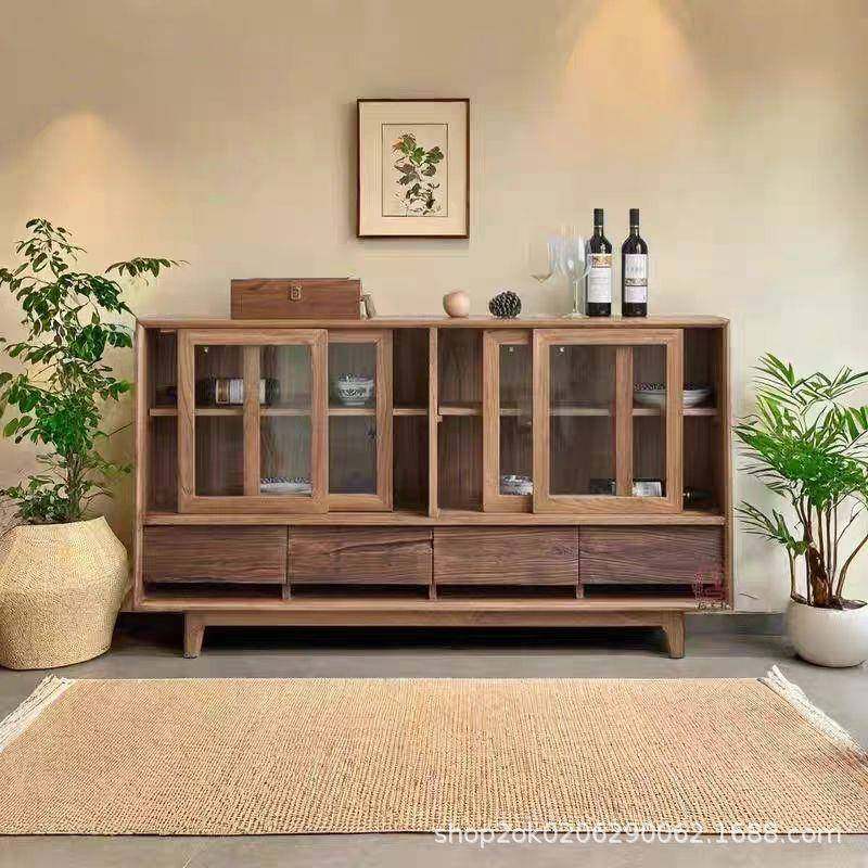 实老榆木餐边柜木靠墙收纳柜民宿室家具茶具玩文收茶无品牌/藏柜