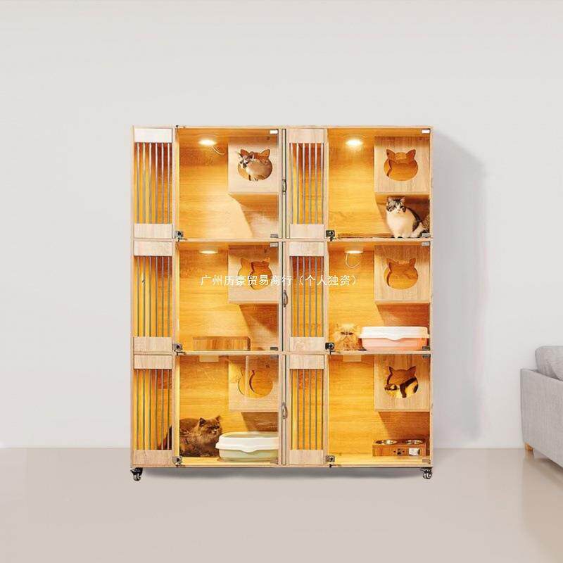 猫笼别墅猫产房猫笼子猫猫无品牌/猫柜寄实舍木咪养繁育宠物店展