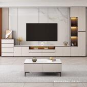 岩板落地电视柜茶几组合储物柜一体斗柜边柜小户型家用背景强柜子