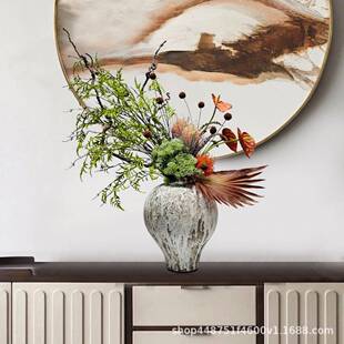 新中档仿店真绿植花艺插花酒大堂玄关样板房别墅QFJ桌面高装饰式