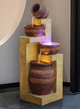 欧式流台水喷泉客厅阳室内盆景花庭院园装景观招财RRS落饰地摆件