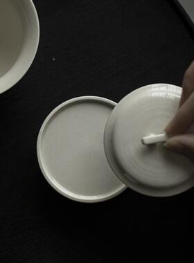 墨己草灰古盖置茶OPY道配件陶瓷泥盖放置壶盖底子托仿木古茶席摆