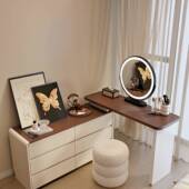 原风台梳妆斗柜一木卧室现代简约2025新款 化妆桌收纳AEW柜体轻奢