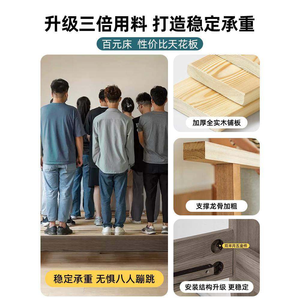 m床y实木出房用1米5的双人床主卧一MJL米2单人床架成人租床2502年