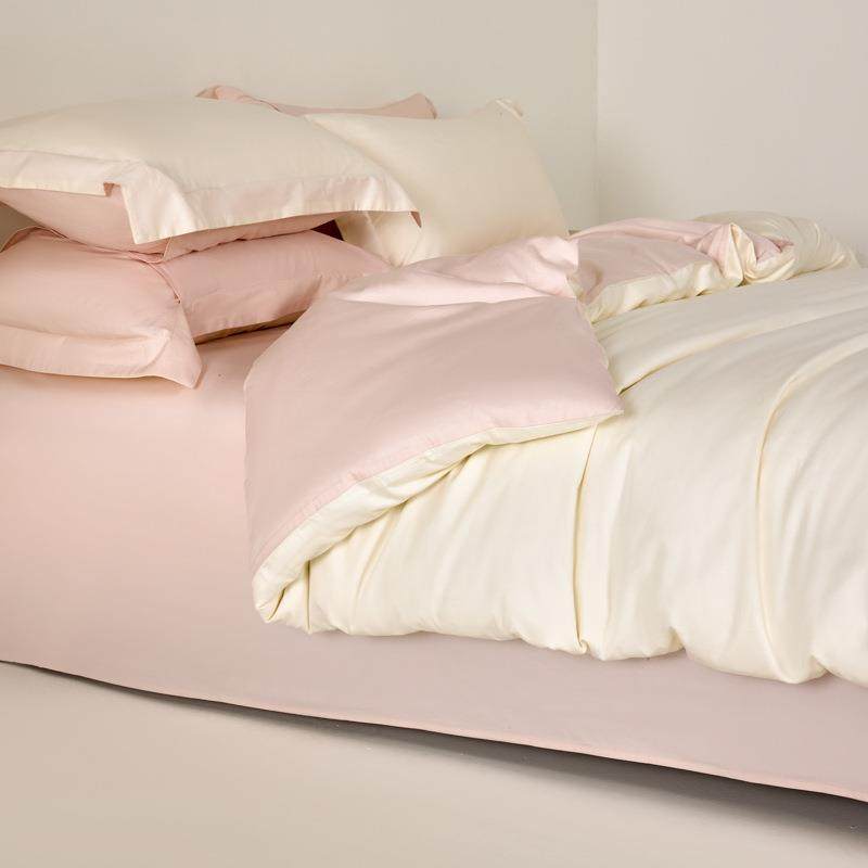 A类母婴100S约纯色YHJ长棉四绒级件套纯棉全棉贡缎床单被套床简笠