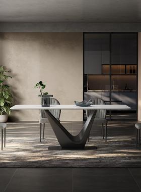 9C2025新款约岩板餐桌用方小家户型简现代长形黑色意式G-91极简桌