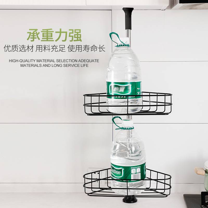 宝优妮厨房顶天立地置物架免打孔台面多层转角可伸缩调料品收纳架