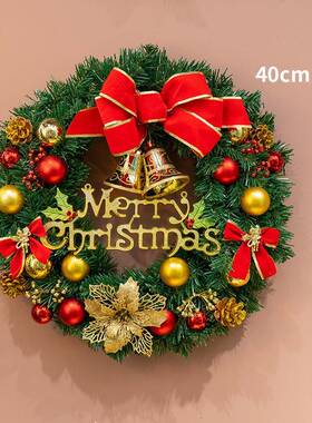 4cm5诞0cm红金色圣0加诞密花环门挂圣节RMA装饰品圣诞布置道具