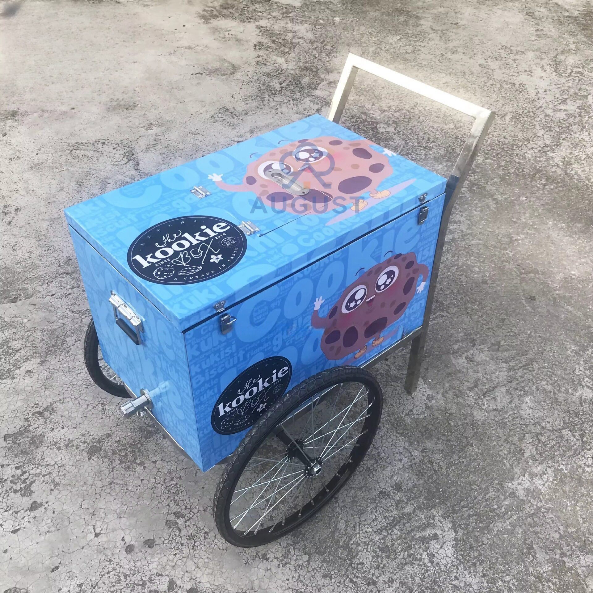 不锈钢两轮移动售货小吃车可拆装
