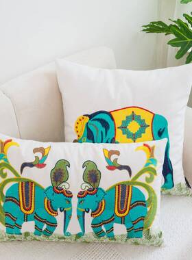 灰色床头靠长方形刺绣枕靠方形腰沙发客厅ltao1017卡通垫抱垫枕套