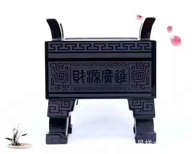 凤呈祥 厂供批发天然神农鼎黑曜石摆件 家居办公室风水摆饰