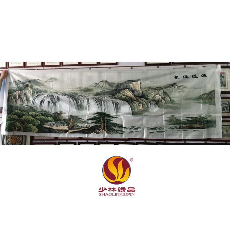 潮绣手工绣工548艺品客山水精品单面绣厅玄画关刺办公屏风绣品别