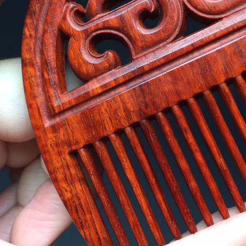 直播宗印度小叶紫檀梳子制172工艺侣梳木实木喜梳情定情相思正梳