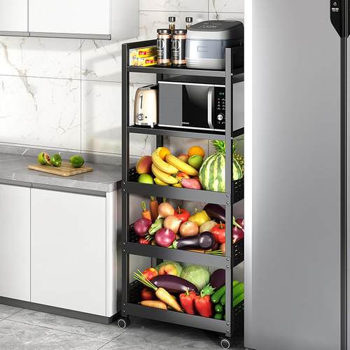 无品牌/厨房菜置纳物架收纳筐落地多层水果微波炉烤蔬箱收动家用