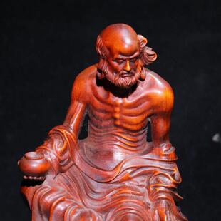 旧老黄杨雕刻文玩自在饰达摩祖藏师木复古文TUZ玩工艺品装品桌面