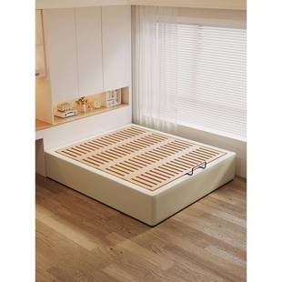 菲现代无头床加体高箱带抽屉小户皮型儿童飘LLA窗榻榻米榉顾木排