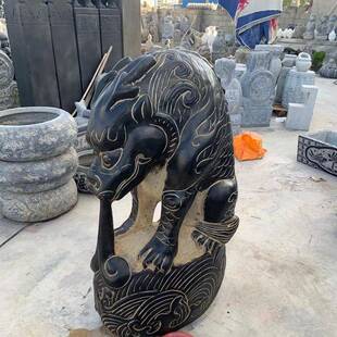 纯园手工吸水兽神兽雕青石仿古动物院石做旧老石匠林庭摆件EMY优
