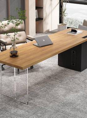 实客厅大书桌木家用书房44547学习电脑桌大板办公桌桌设长计师工