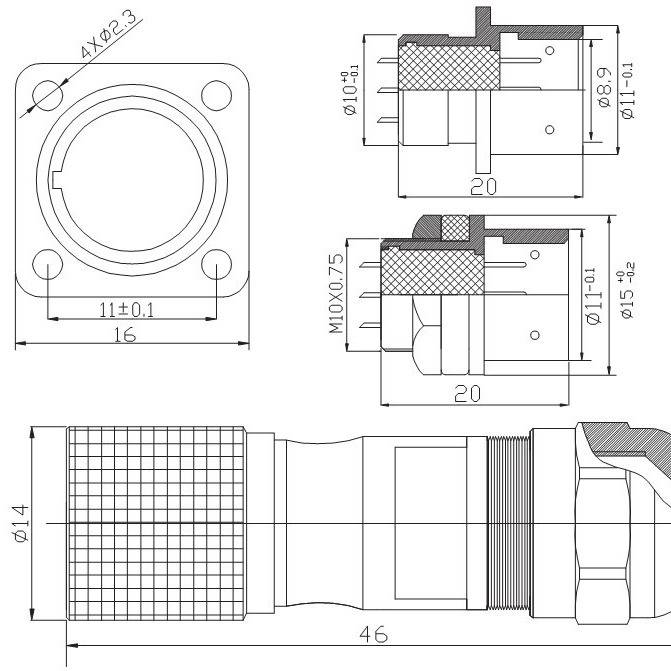 XSP系列防水 航空插头 华伦连接器 圆型接头2芯3芯4芯5芯插头M10