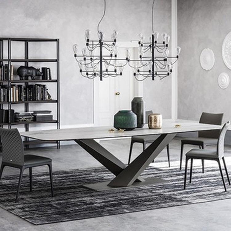 轻奢酒餐厅大理石餐YP04286桌合椅组设计师创多人家用意长方形店