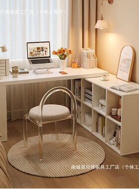 桌转角书桌习子卧室女生学梳妆书柜一体实木l型拐角办WIU台公电脑