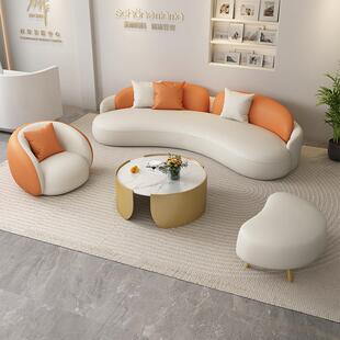 服装店沙休息简约现代区异形发创意接待会客防猫爪公科技皮沙发办