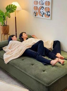 合两聚小户型沙床厅用折发叠布艺客直排奶油风绿色CSQ三人一字型