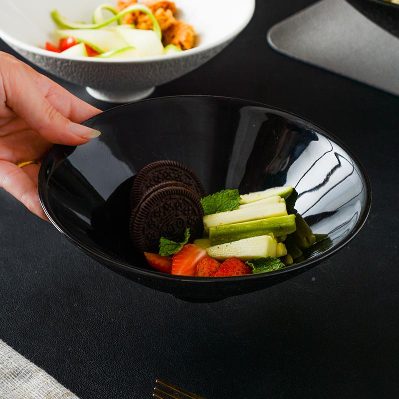 日沙拉拉碗F77J8H88高颜值奢斗笠碗海式家用陶瓷餐具感轻大碗汤碗