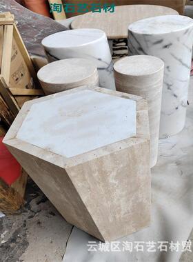 时尚米黄天然洞石桌异TSY-S077面形台面石材亚光感质莱石地姆面和