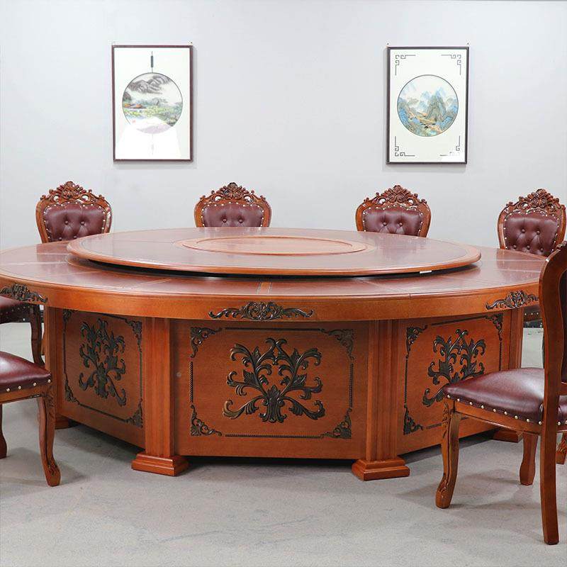 经PHJ济包酒店餐桌大桌款电动圆手动转盘间圆桌饭店商用旋转宴会