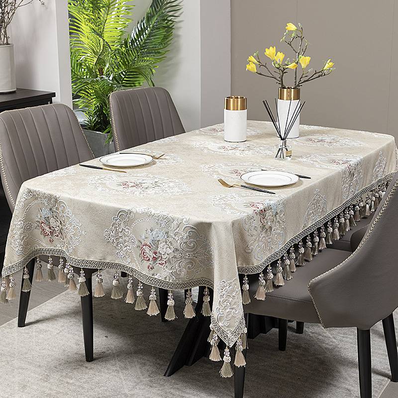 19EK欧式奢华家用长方形正方形布艺椭圆形客厅茶几台布餐桌布圆桌