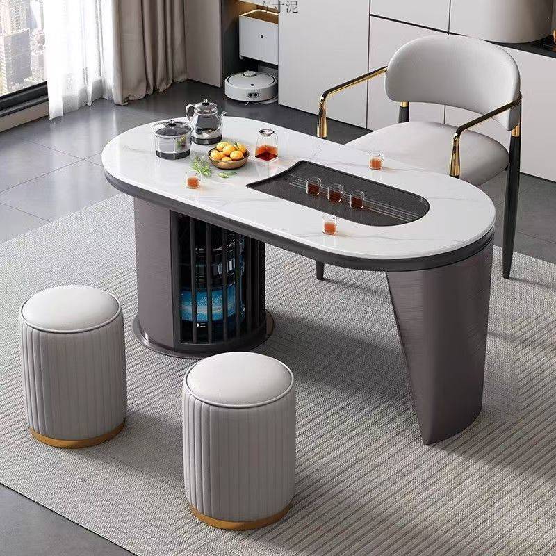 意式岩板茶桌椅组合家用阳台茶几简约现代办公茶桌一体一整套茶台