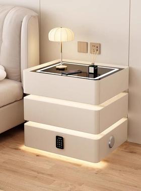 悬浮DKA床头柜三能抽简约床实现代无线充一体多功轻木奢家用卧室